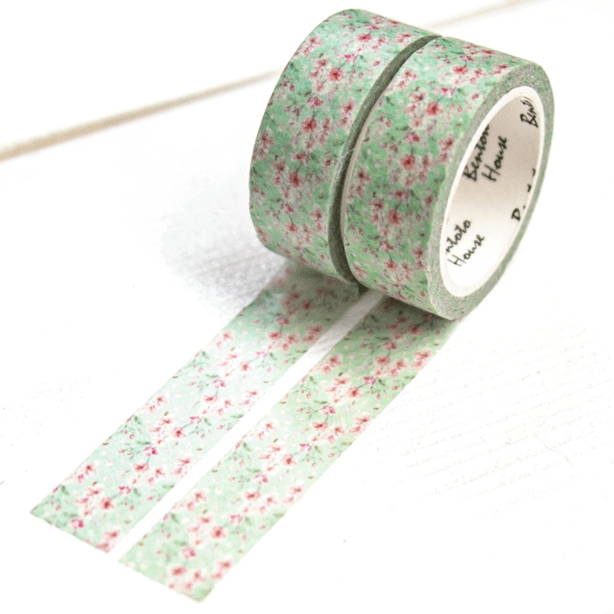 Set van 2 rollen Japanse Washi Tape Turquoise Blossom | Masking Tape voor Scrapbooking en Bulletjournals | Decoratie Tape